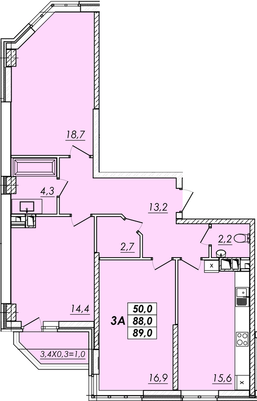 3-кімнатна 89 м² в ЖК RealPark від 15 500 грн/м², Одеса