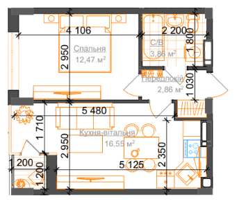 1-комнатная 36.46 м² в ЖК Гостомель Residence от 22 000 грн/м², пгт Гостомель
