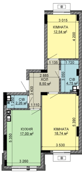 2-комнатная 63.79 м² в ЖК Найкращий квартал-2 от 23 400 грн/м², пгт Гостомель