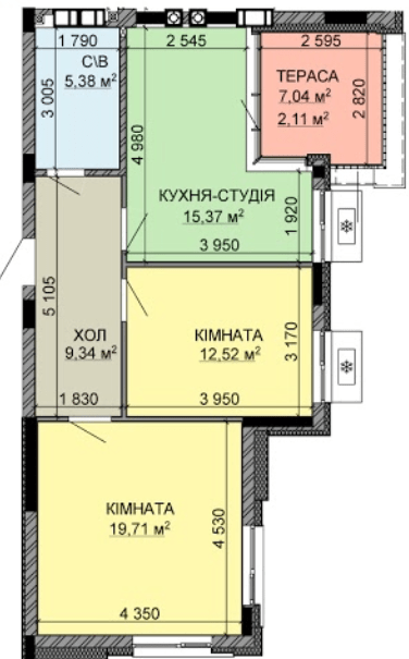 2-комнатная 64.43 м² в ЖК Найкращий квартал-2 от 21 000 грн/м², пгт Гостомель