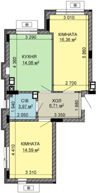 2-комнатная 55.69 м² в ЖК Найкращий квартал-2 от 18 600 грн/м², пгт Гостомель