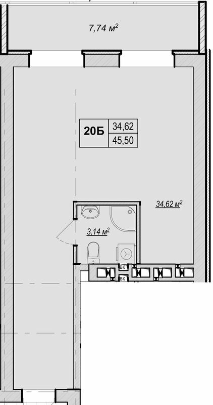 1-кімнатна 45.5 м² в ЖК Метро парк від 22 500 грн/м², Київ