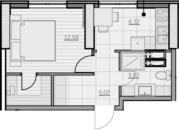 1-комнатная 27.45 м² в ЖК Парк Хиллс (Молодежная инициатива) от 22 050 грн/м², Киев