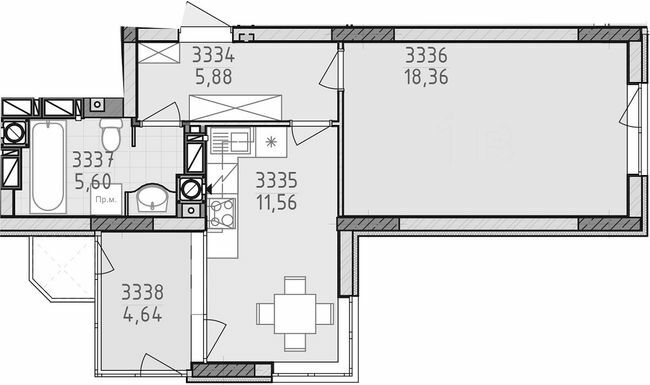 1-кімнатна 43.72 м² в ЖК Лісова казка 2 від 31 000 грн/м², Київ