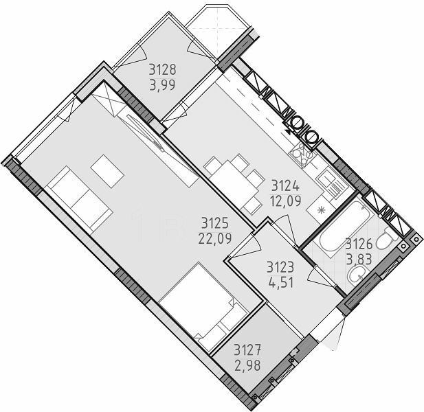 1-кімнатна 47.5 м² в ЖК Лісова казка 2 від 31 000 грн/м², Київ