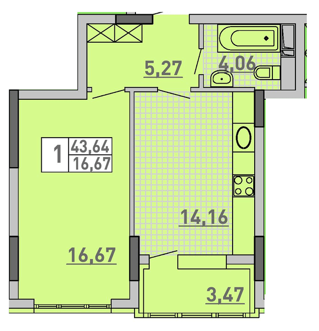 1-комнатная 43.64 м² в ЖК Паркове місто от 32 100 грн/м², Киев