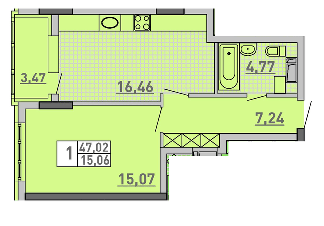 1-комнатная 47.02 м² в ЖК Паркове місто от 40 850 грн/м², Киев