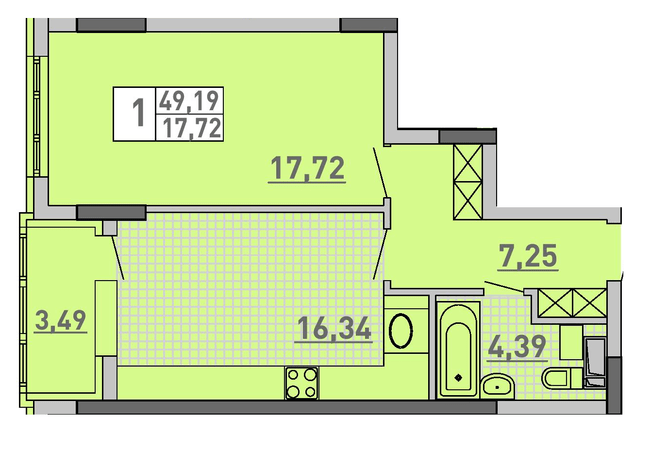 1-комнатная 49.19 м² в ЖК Паркове місто от 40 850 грн/м², Киев