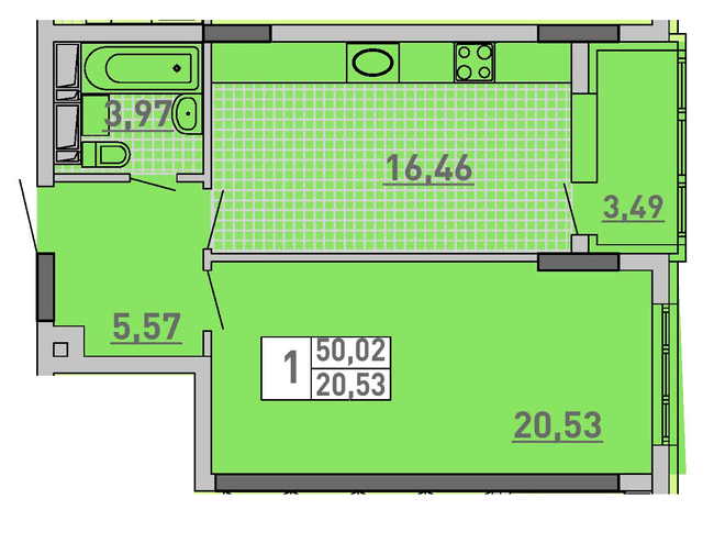 1-комнатная 50.02 м² в ЖК Паркове місто от 40 850 грн/м², Киев