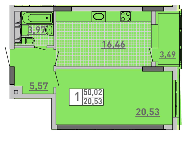 1-кімнатна 50.02 м² в ЖК Паркове місто від 40 850 грн/м², Київ