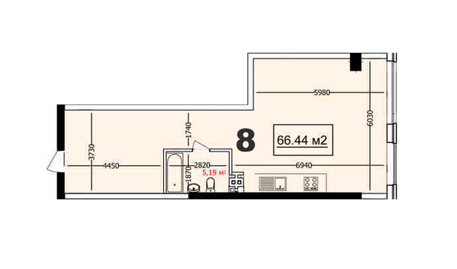 1-кімнатна 66.44 м² в ЖК Курортний від 32 650 грн/м², Одеса