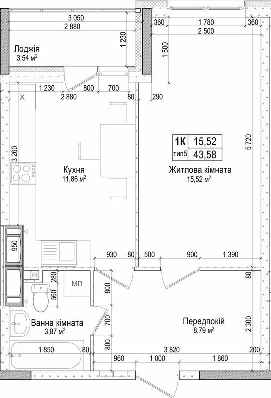 1-кімнатна 43.58 м² в ЖК Атлант на Київській від 20 600 грн/м², м. Бровари