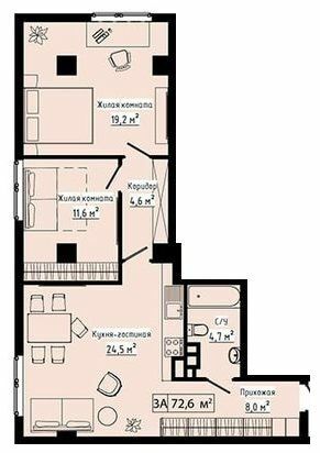 1-кімнатна 72.6 м² в ЖК Курортний від 25 400 грн/м², Одеса