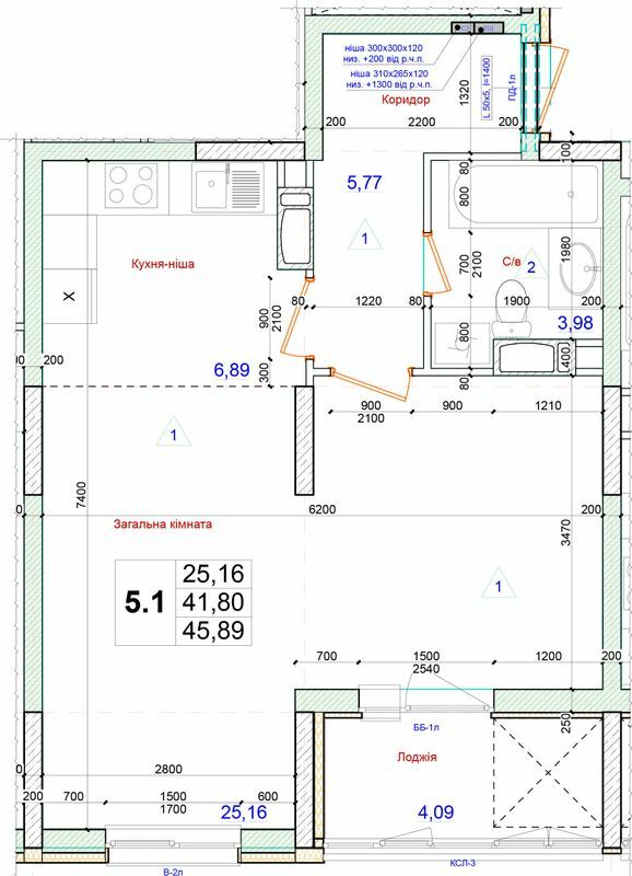 1-кімнатна 45.89 м² в ЖК Олімпійський від 22 100 грн/м², м. Бровари