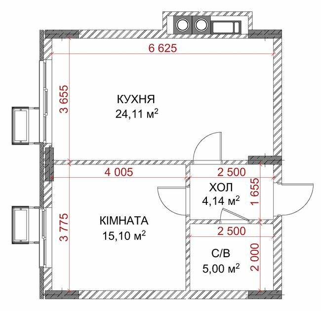 1-комнатная 48.35 м² в ЖК Riverside от 29 500 грн/м², с. Погребы