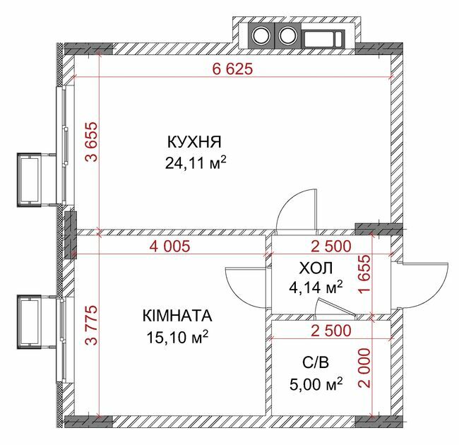 1-кімнатна 48.35 м² в ЖК Riverside від 29 500 грн/м², с. Погреби