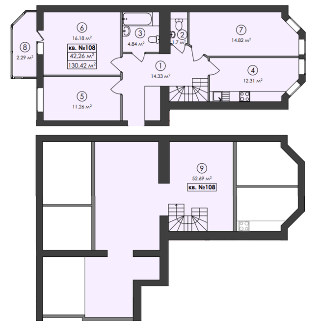 Двухуровневая 130.42 м² в ЖК Family-2 от 22 350 грн/м², с. Гатное