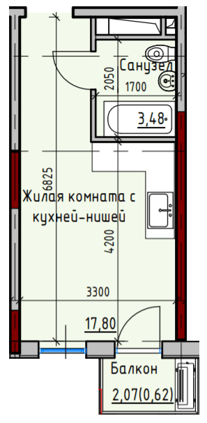 1-кімнатна 21.53 м² в ЖК Простір Eco City (Простір на Радісній від 19 000 грн/м², Одеса