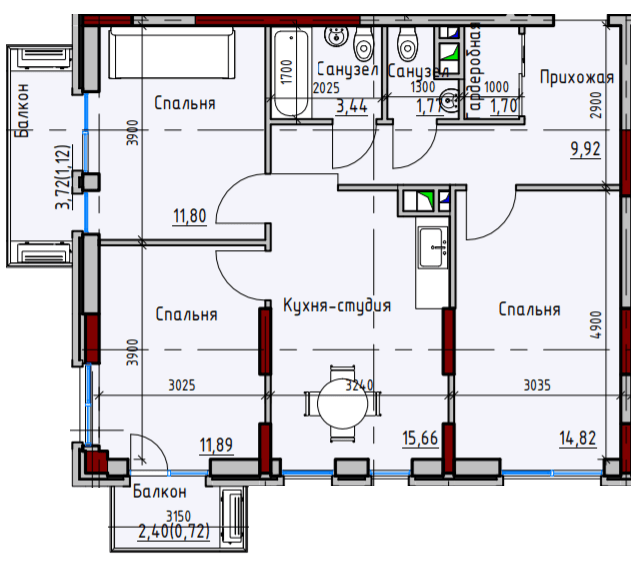 3-комнатная 73.76 м² в ЖК Пространство Eco City (Пространство на Радостной) от 22 800 грн/м², Одесса