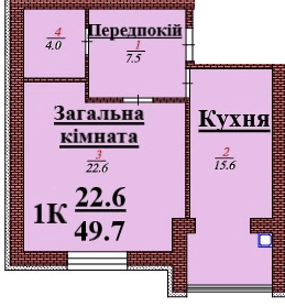 1-комнатная 49.7 м² в ЖК Дмитровский от 15 500 грн/м², с. Дмитровка