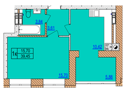 1-комнатная 39.45 м² в ЖК AGAM от 30 000 грн/м², с. Крюковщина