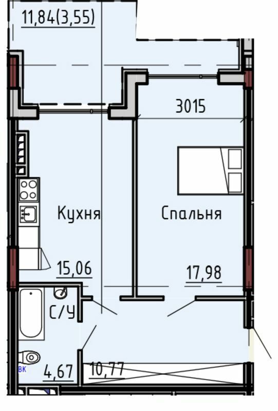 1-комнатная 52.03 м² в ЖК Пространство на Маячном от 32 600 грн/м², Одесса