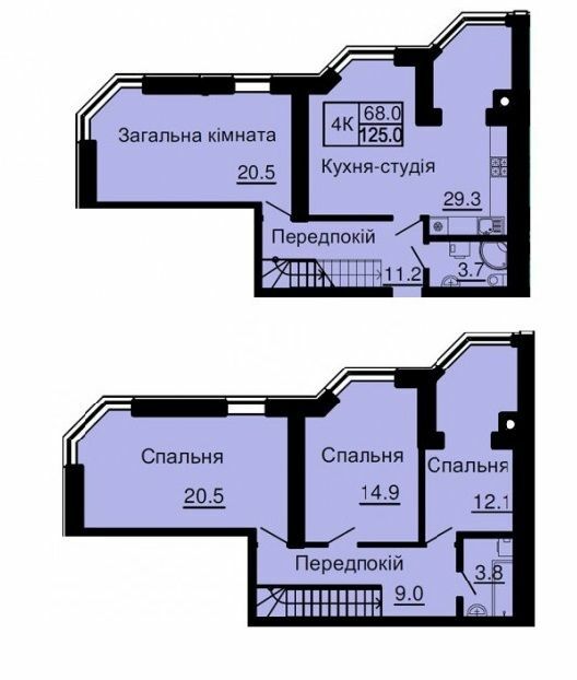 Дворівнева 125 м² в ЖК Sofia Nova від 35 000 грн/м², с. Новосілки