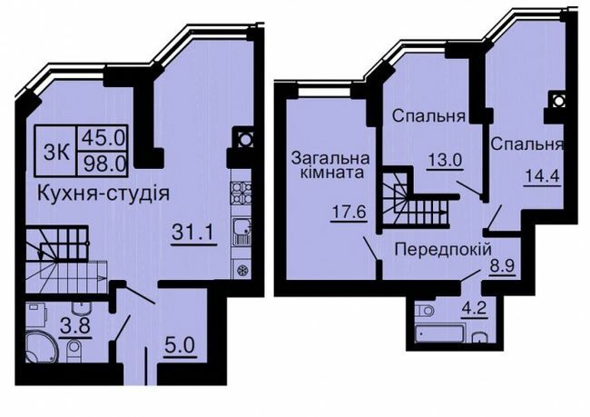 Дворівнева 98 м² в ЖК Sofia Nova від 35 000 грн/м², с. Новосілки