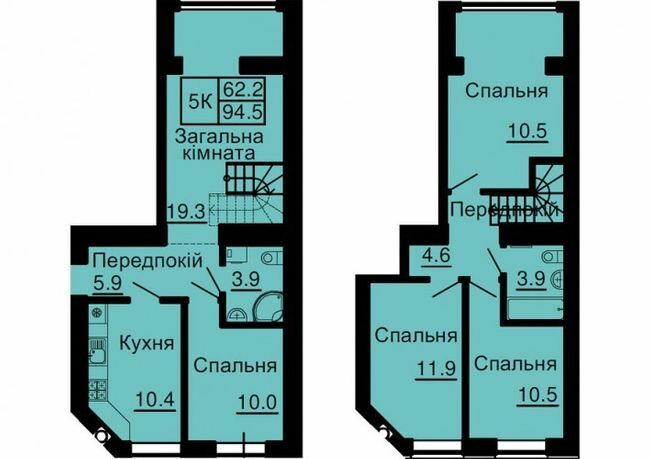 Двухуровневая 94.5 м² в ЖК Sofia Nova от застройщика, с. Новоселки