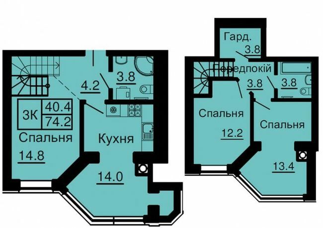 Дворівнева 74.2 м² в ЖК Sofia Nova від 35 000 грн/м², с. Новосілки