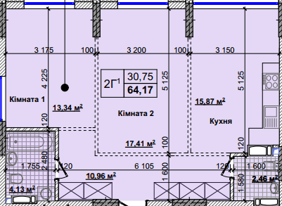 2-комнатная 64.17 м² в ЖК Новые Теремки от 18 500 грн/м², с. Новоселки