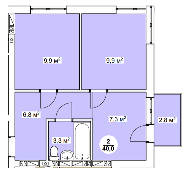 2-кімнатна 40 м² в ЖК Нова Данія від 21 850 грн/м², с. Софіївська Борщагівка