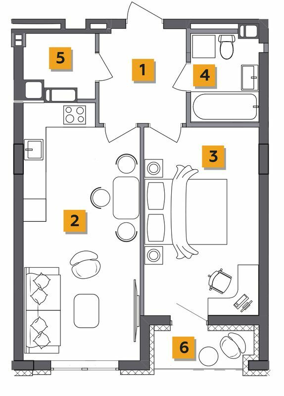 1-комнатная 50 м² в ЖК Basa city от 28 500 грн/м², с. Ходосовка