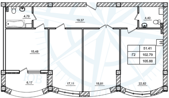 3-комнатная 105.88 м² в ЖК Дом у моря от 18 400 грн/м², г. Южное