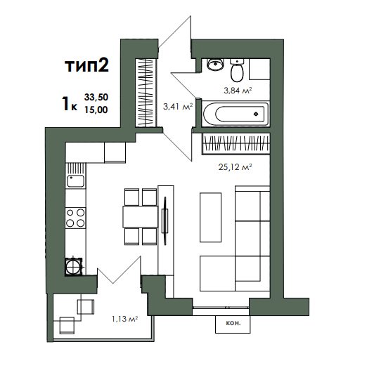 1-кімнатна 33.5 м² в ЖК Art Misto від 29 500 грн/м², с. Софіївська Борщагівка