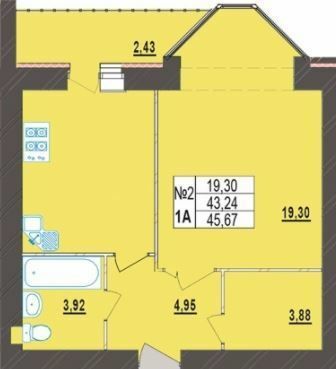 1-кімнатна 45.67 м² в ЖК Левада Нова від 16 800 грн/м², Хмельницький