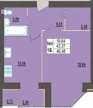 1-комнатная 46.48 м² в ЖК Левада Новая от 16 800 грн/м², Хмельницкий