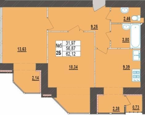 2-кімнатна 62.12 м² в ЖК Левада Нова від 17 300 грн/м², Хмельницький