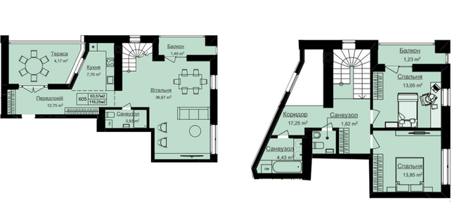 Двухуровневая 118.25 м² в ЖК Vlasna от 17 500 грн/м², с. Ходосовка