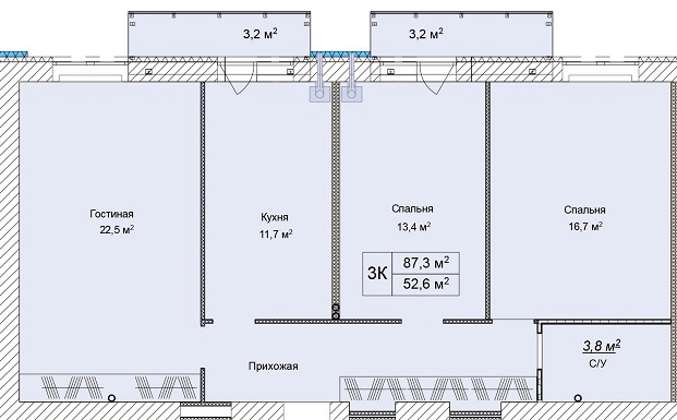 3-комнатная 87.3 м² в ЖК Дмитрий-Александровский от 15 750 грн/м², с. Ходосовка