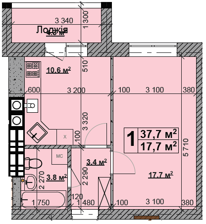 1-кімнатна 37.7 м² в ЖК Нова Конча-Заспа від 26 000 грн/м², с. Ходосівка