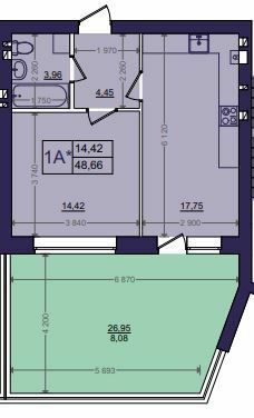 1-комнатная 48.66 м² в ЖК Эмоция от 21 000 грн/м², с. Хотов