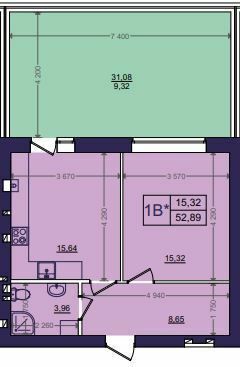 1-кімнатна 52.89 м² в ЖК Емоція від 21 000 грн/м², с. Хотів