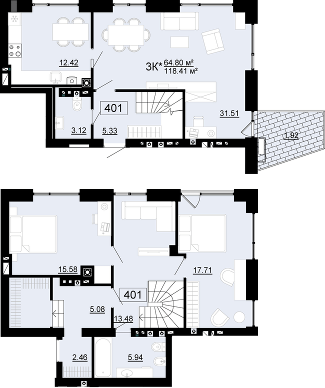 Двухуровневая 118.41 м² в ЖК City Lake от 19 500 грн/м², с. Шевченково