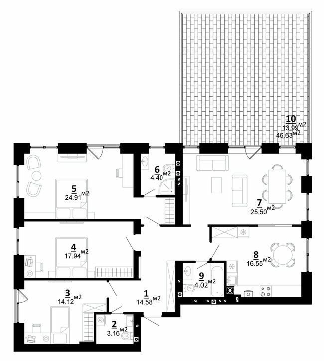 4-кімнатна 139.17 м² в ЖК City Lake від 19 500 грн/м², с. Шевченкове