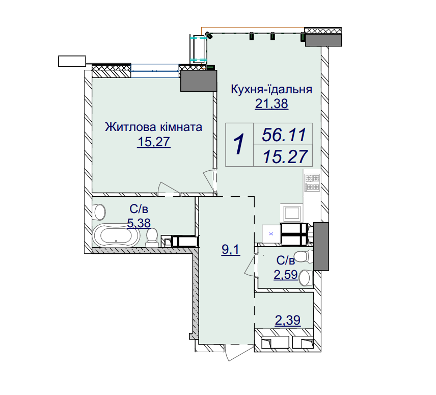 1-комнатная 56.11 м² в ЖК Новопечерские Липки от 74 655 грн/м², Киев