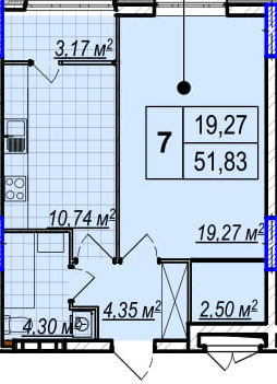 1-кімнатна 51.83 м² в ЖК Park Plaza від 29 900 грн/м², смт Чабани