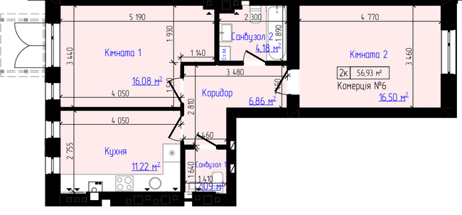 2-кімнатна 56.93 м² в ЖК Viking Home від 19 000 грн/м², м. Ірпінь