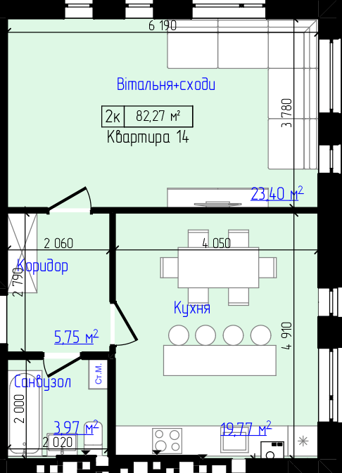 2-комнатная 82.27 м² в ЖК Viking Home от 19 000 грн/м², г. Ирпень