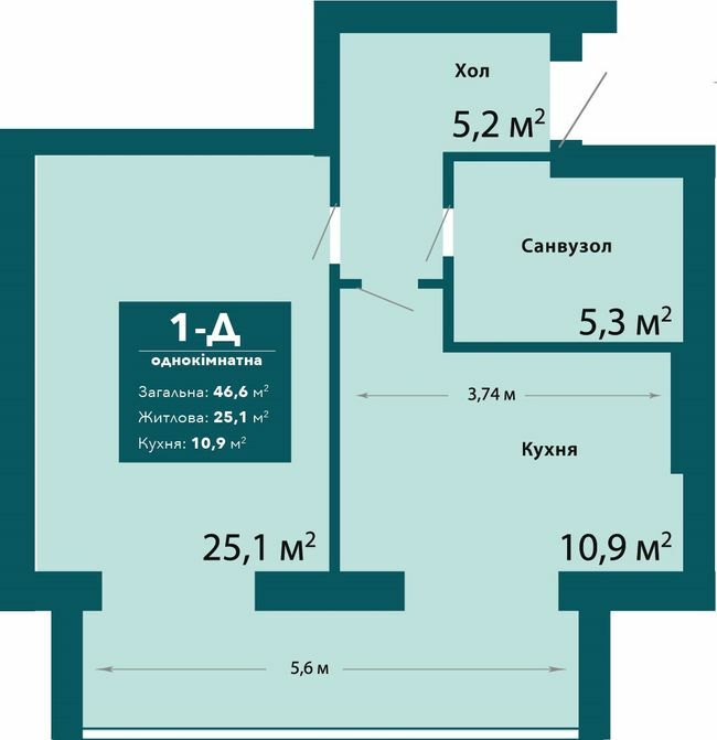 1-кімнатна 46.6 м² в ЖК Ібіс від 18 000 грн/м², м. Ірпінь